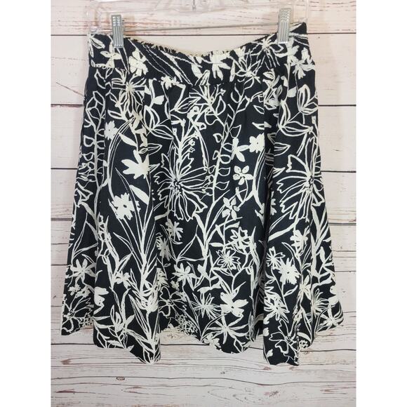 NWT Cynthia Rowley Black Floral Print Casual A-Line Skirt Women's Size Large - Picture 2 of 9
